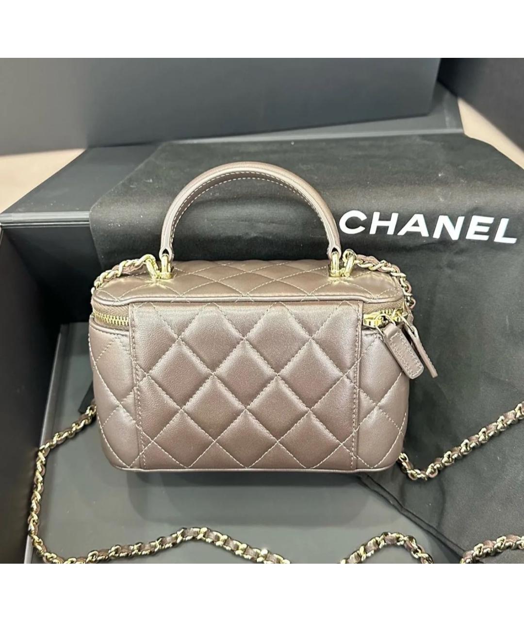 CHANEL Коричневая кожаная сумка тоут, фото 2