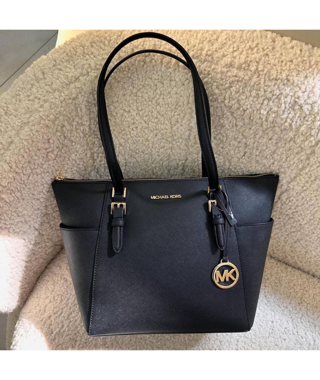 MICHAEL KORS Черная кожаная сумка с короткими ручками, фото 2