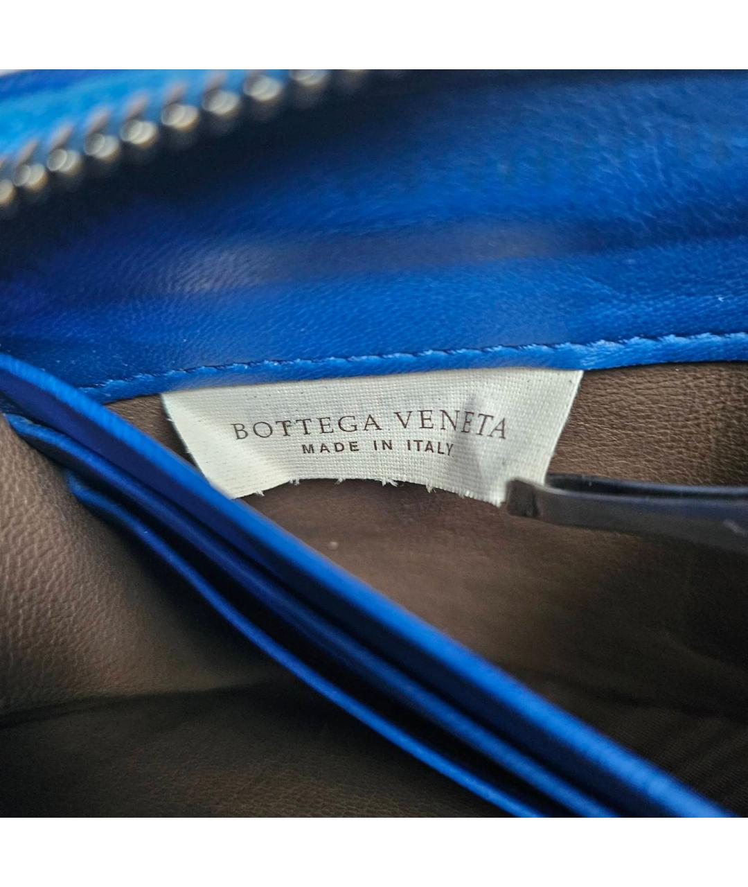 BOTTEGA VENETA Темно-синий кожаный кошелек, фото 6