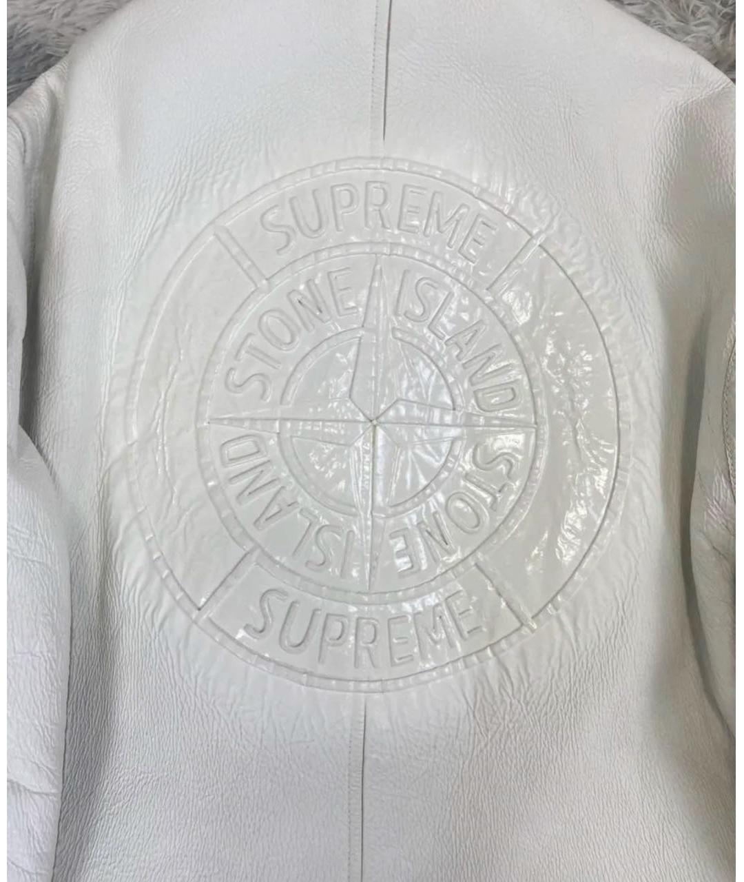 STONE ISLAND Белая кожаная дубленка/шуба, фото 4