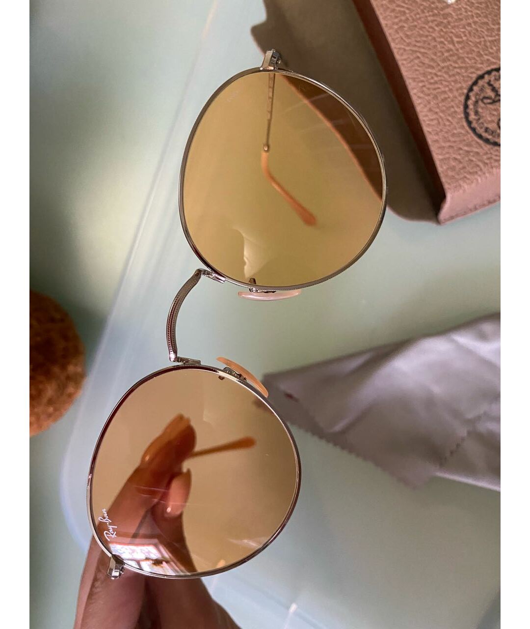 RAY BAN Желтые металлические солнцезащитные очки, фото 2