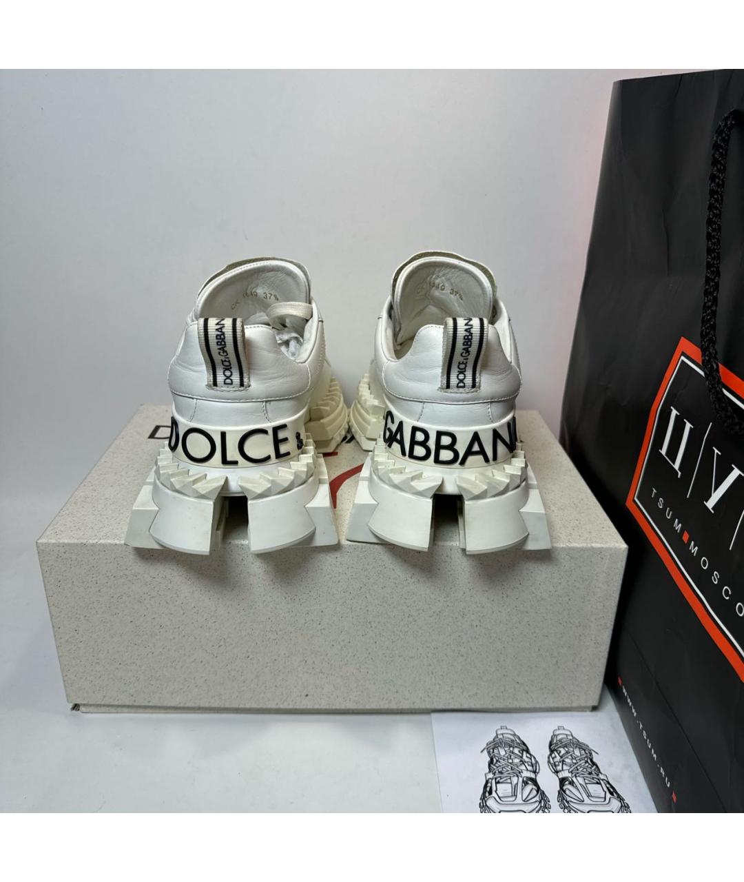 DOLCE&GABBANA Белые кожаные кроссовки, фото 7