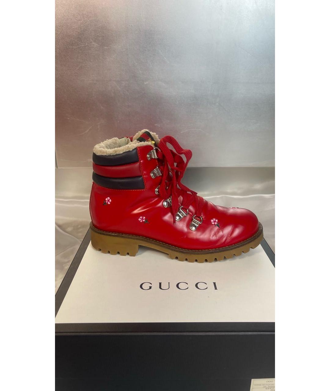 GUCCI Красные кожаные ботинки, фото 8