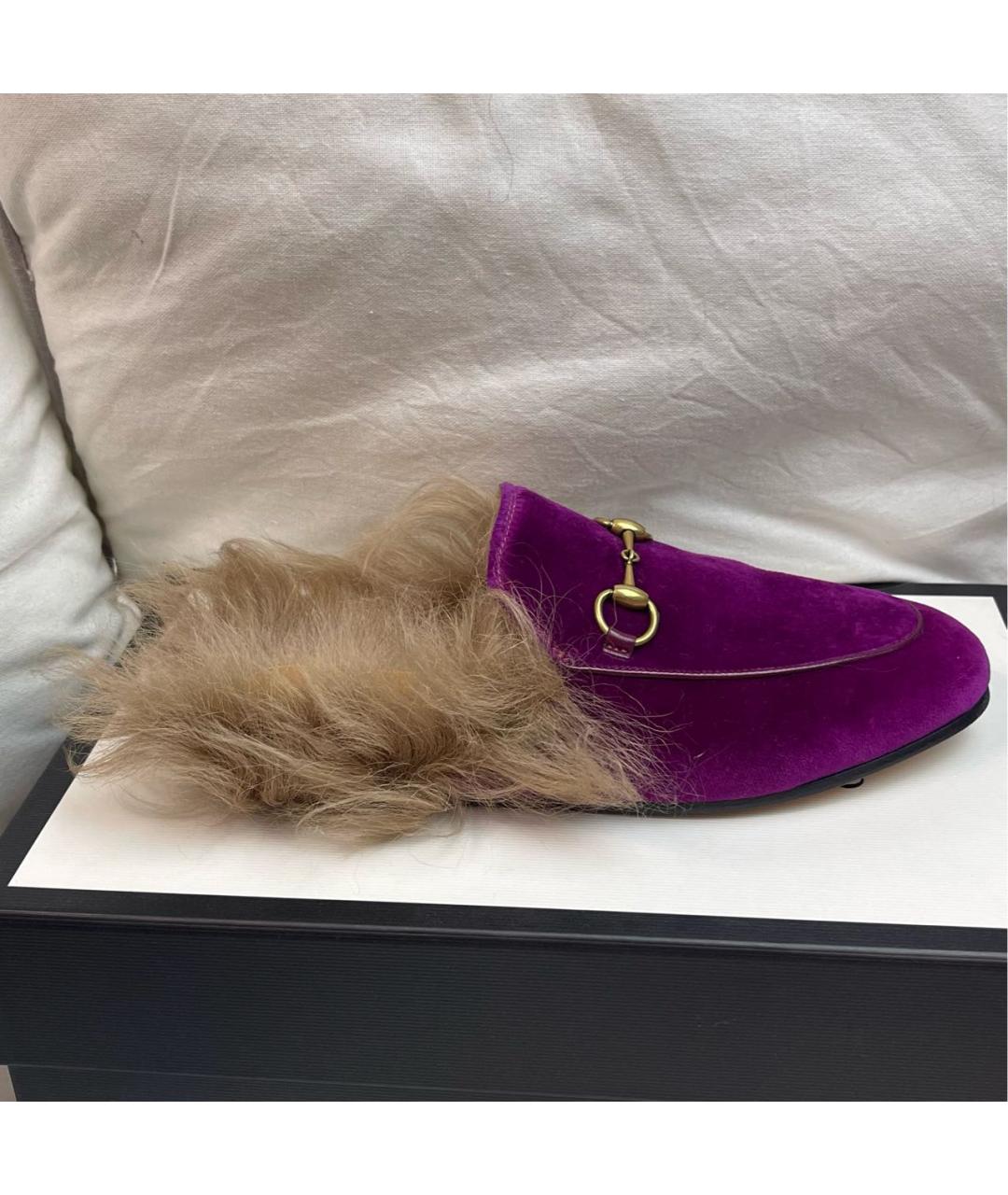 GUCCI Фуксия бархатные мюли, фото 9