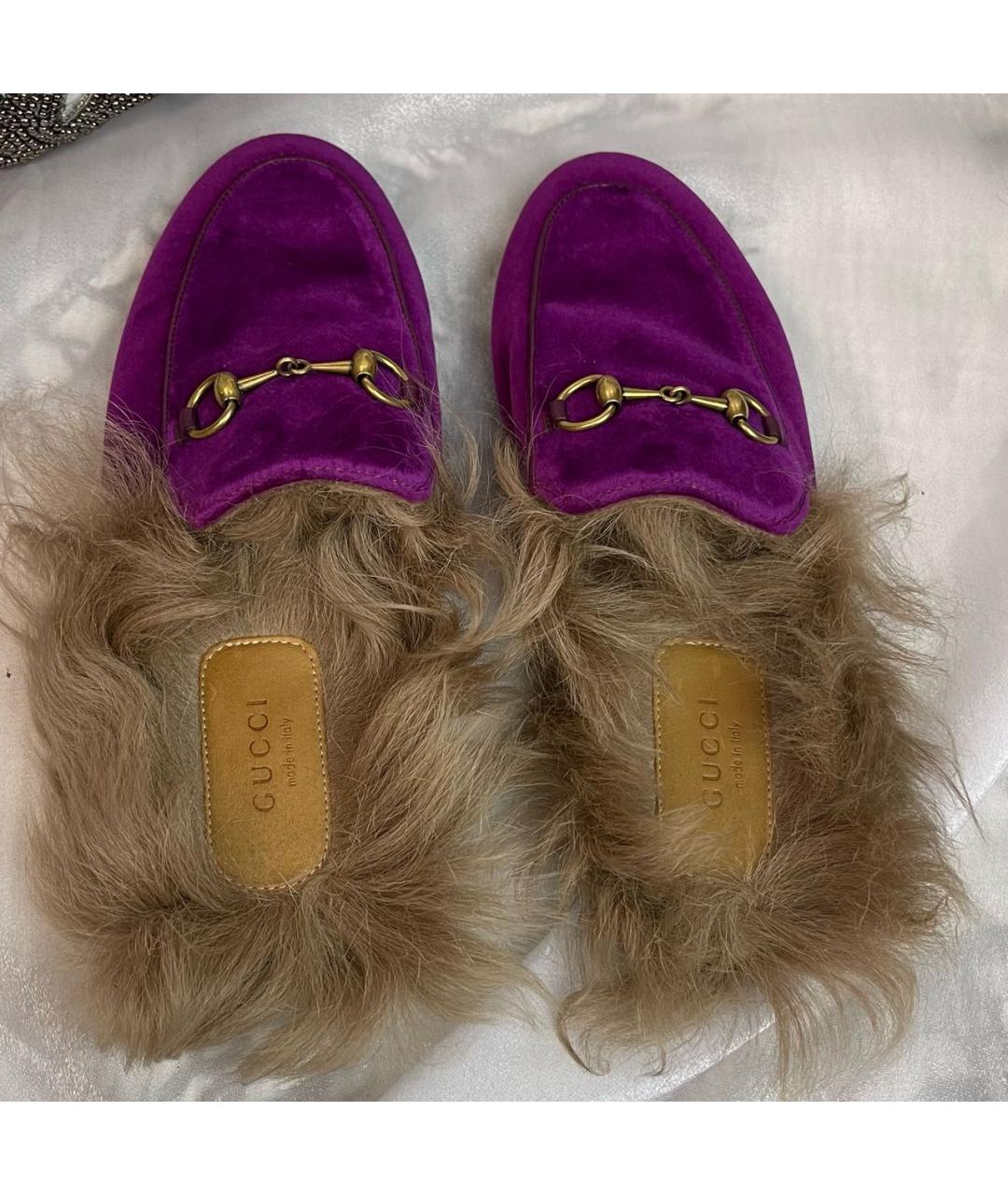 GUCCI Фуксия бархатные мюли, фото 3