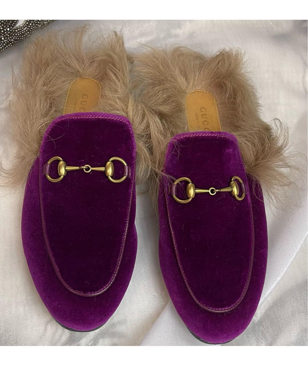 GUCCI Фуксия бархатные мюли, фото 2