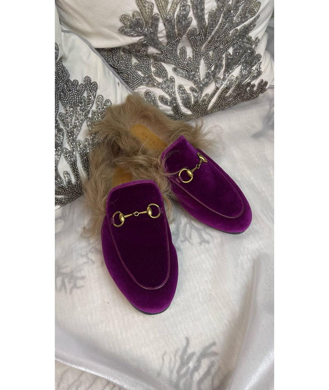 GUCCI Фуксия бархатные мюли, фото 6