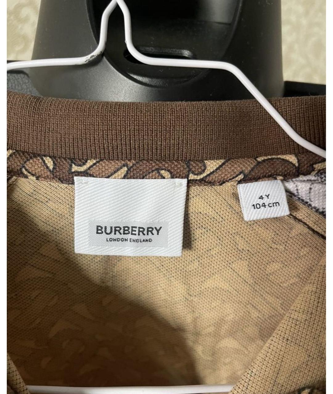 BURBERRY Коричневая хлопковая детская футболка, фото 3