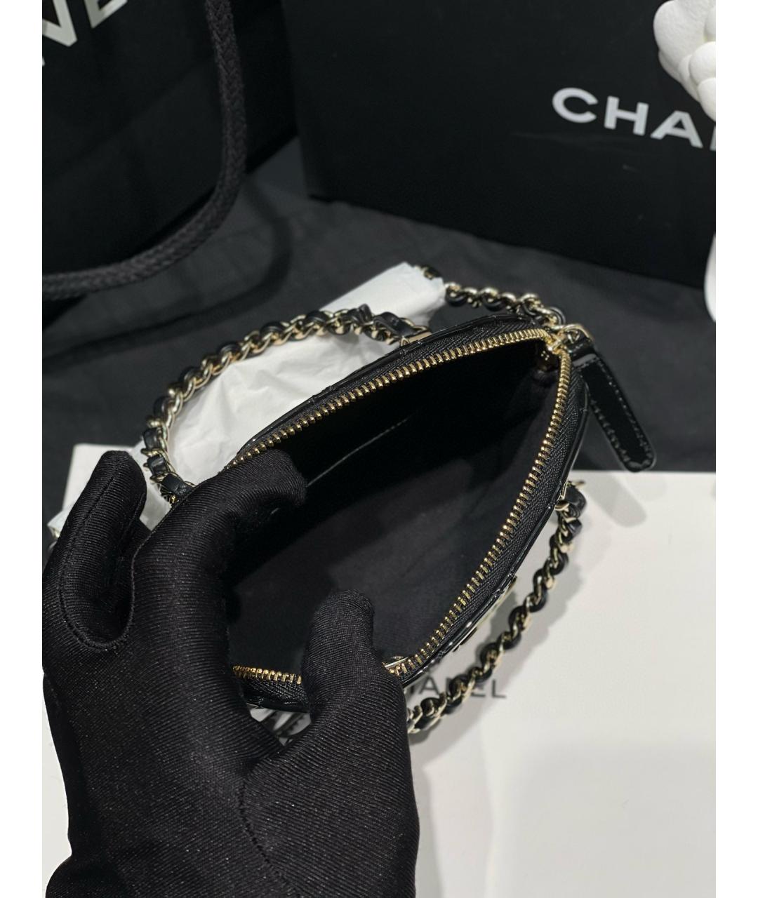 CHANEL Черная сумка тоут из лакированной кожи, фото 8