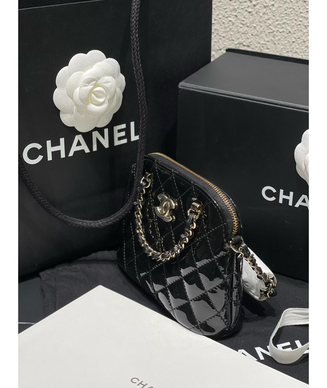 CHANEL Черная сумка тоут из лакированной кожи, фото 4