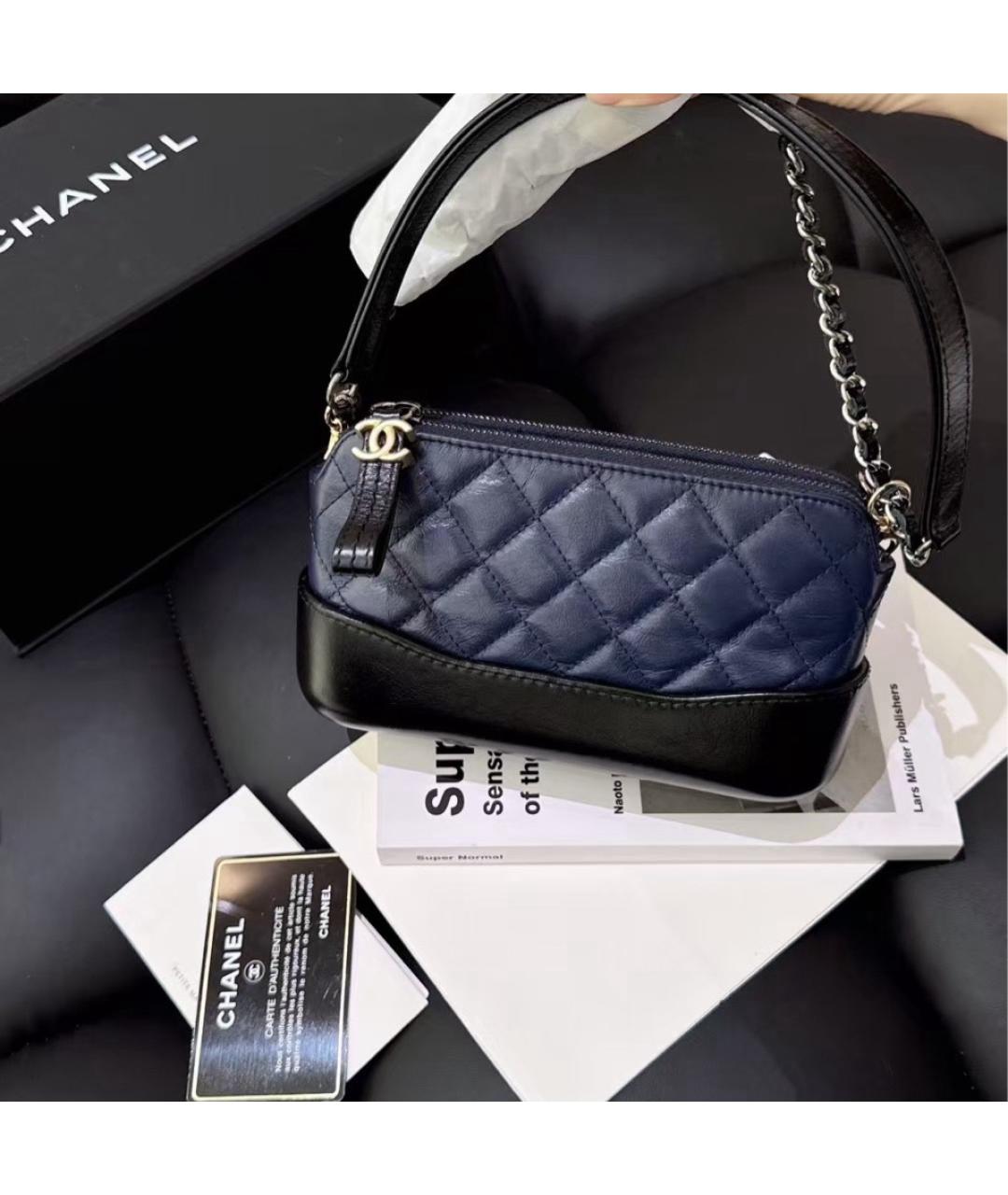 CHANEL Темно-синяя кожаная сумка через плечо, фото 2