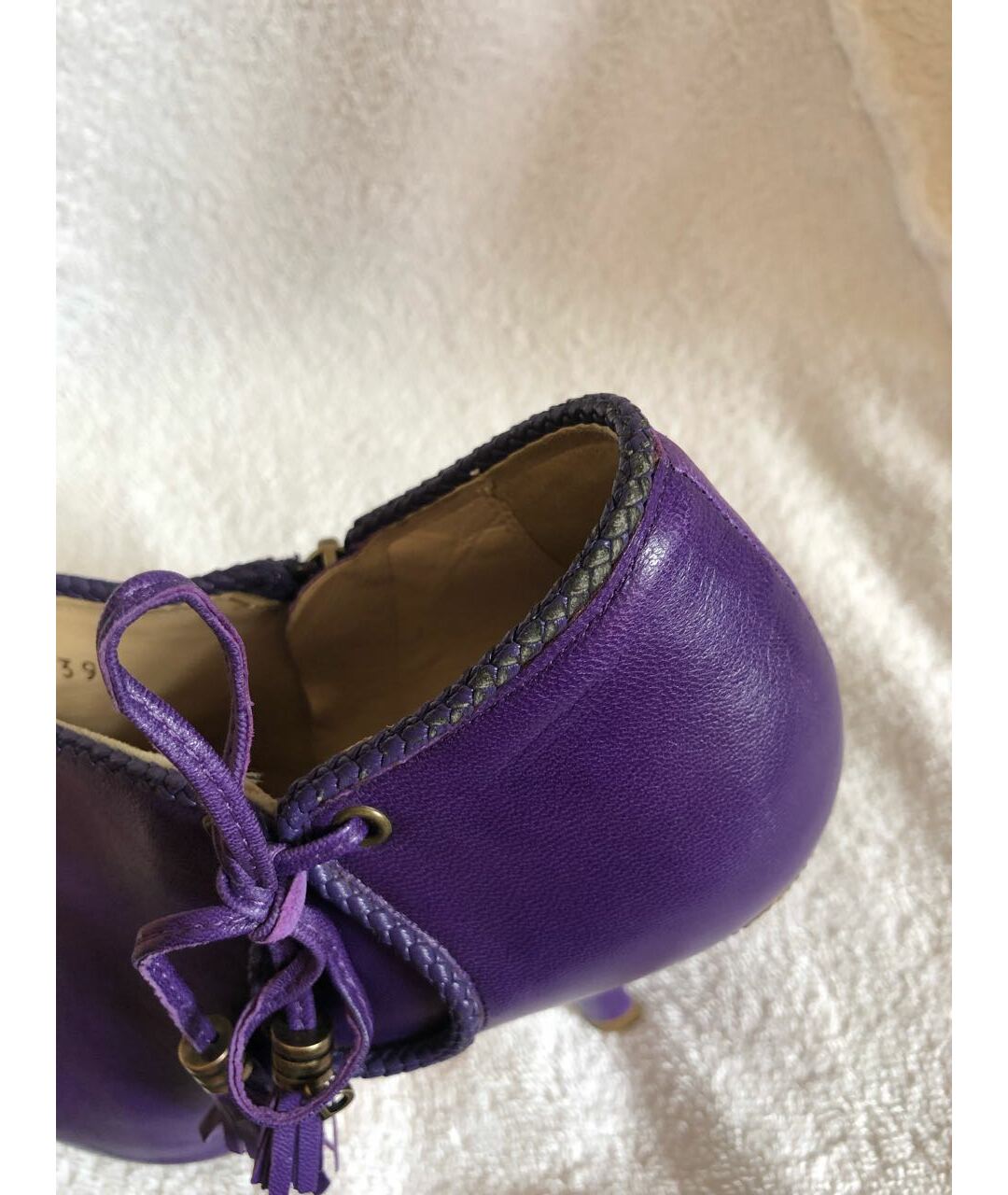 CHRISTIAN DIOR PRE-OWNED Фиолетовые кожаные ботильоны, фото 8