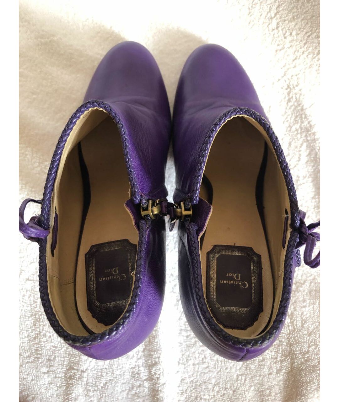 CHRISTIAN DIOR PRE-OWNED Фиолетовые кожаные ботильоны, фото 3