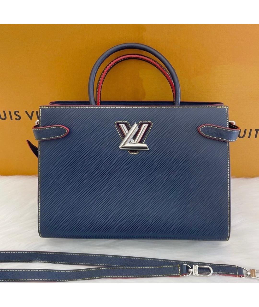 LOUIS VUITTON Синяя кожаная сумка тоут, фото 2