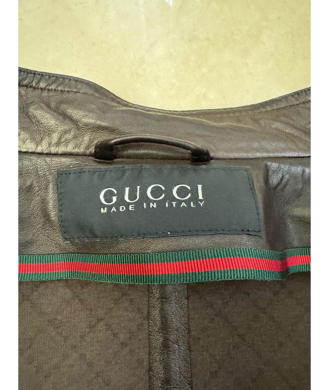 GUCCI Коричневая кожаная куртка, фото 4