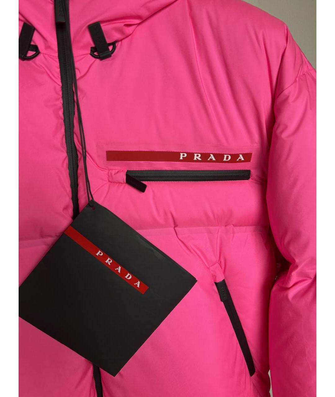 PRADA Розовый синтетический пуховик, фото 3
