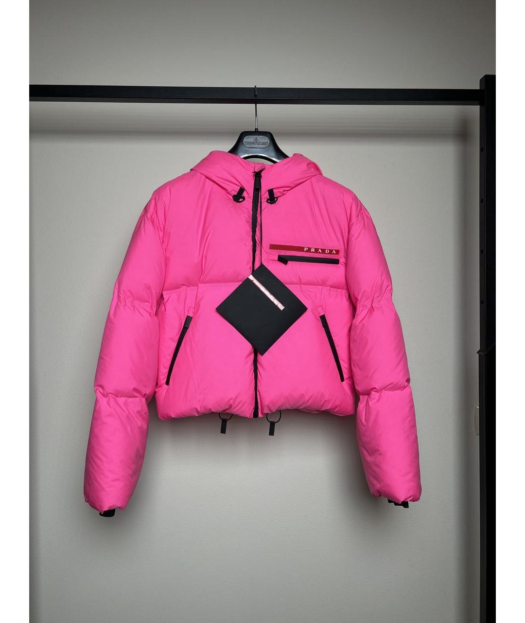 PRADA Розовый синтетический пуховик, фото 9
