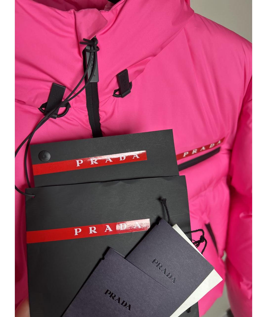 PRADA Розовый синтетический пуховик, фото 5