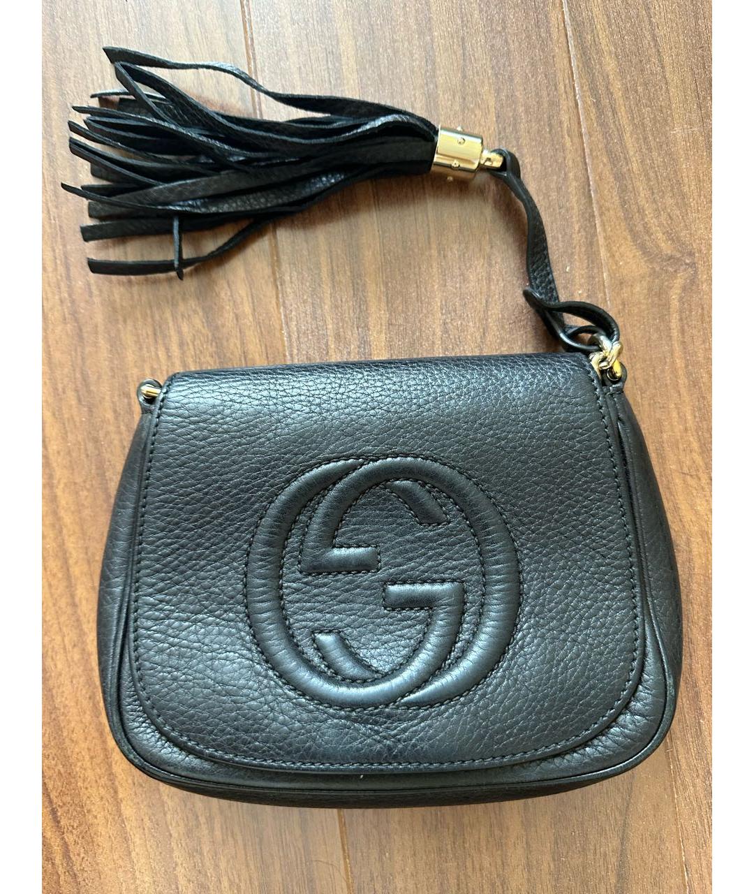 GUCCI Черная кожаная сумка через плечо, фото 7