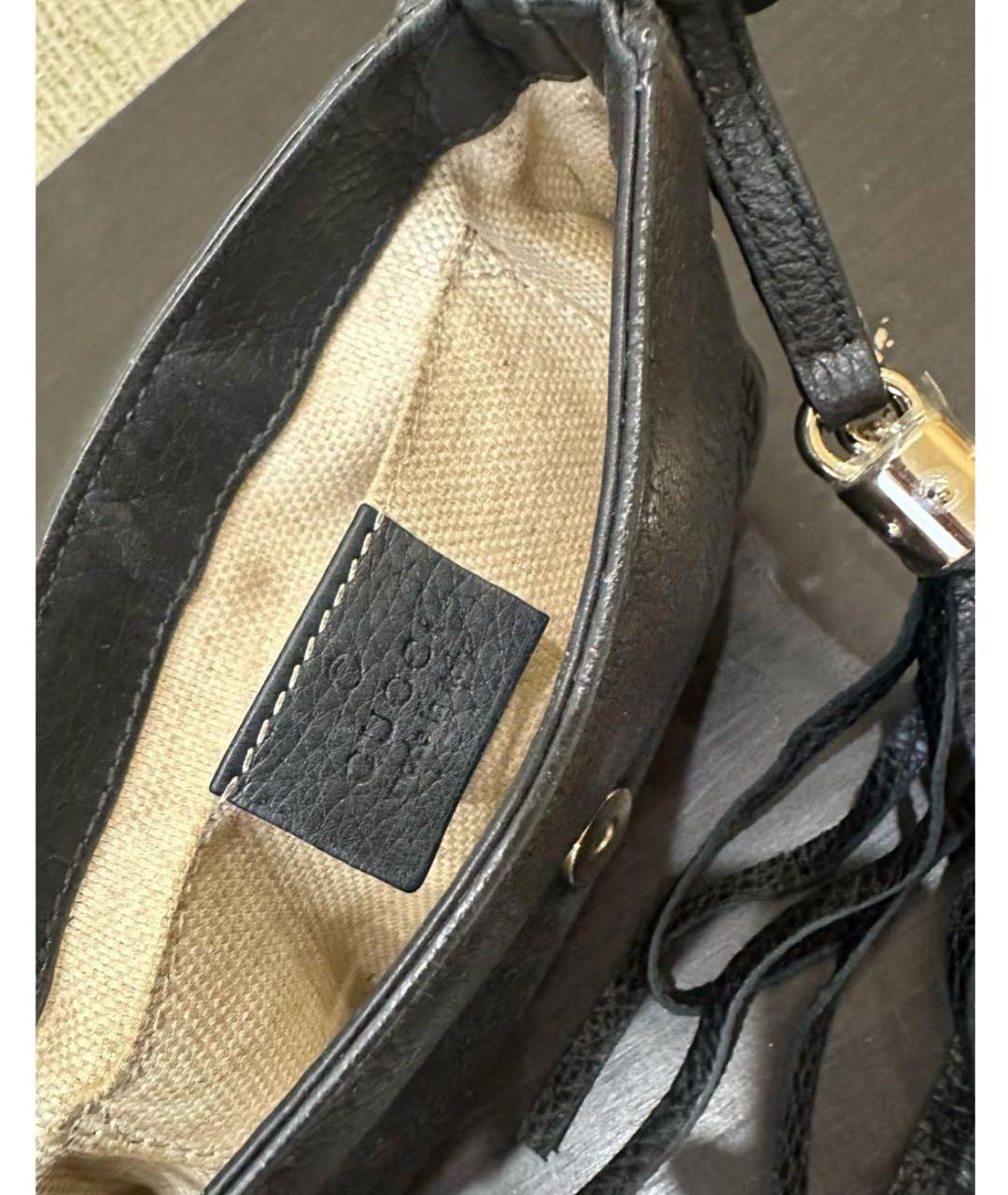 GUCCI Черная кожаная сумка через плечо, фото 4