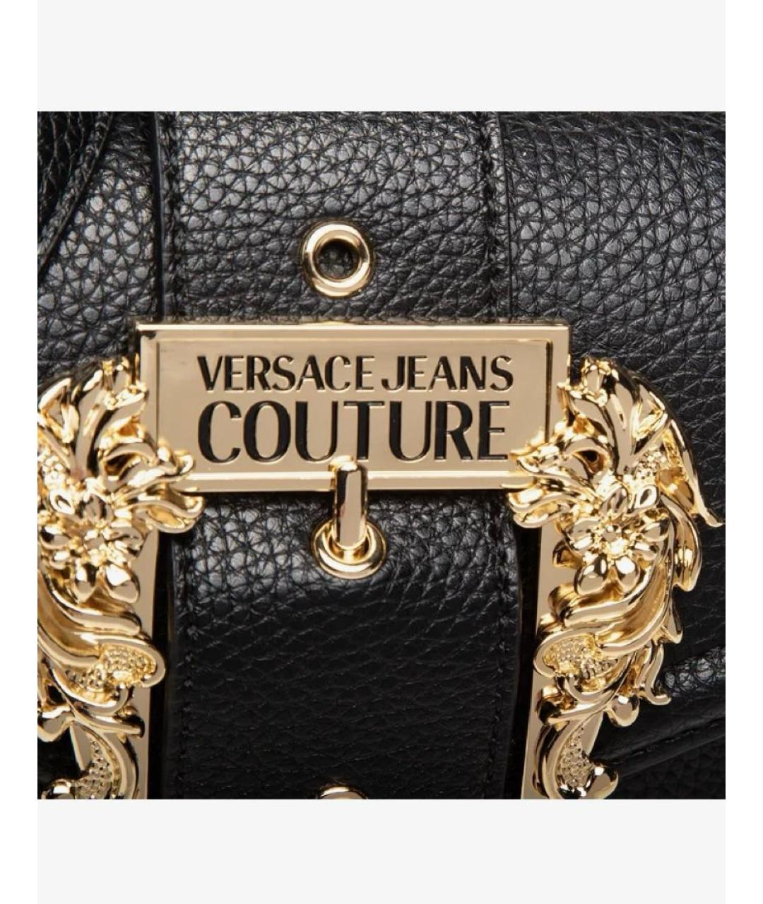 VERSACE JEANS COUTURE Черная сумка с короткими ручками из искусственной кожи, фото 2