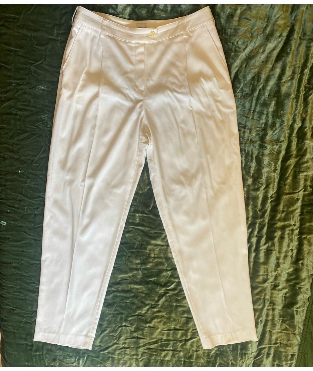 ARMANI COLLEZIONI Бежевые шелковые прямые брюки, фото 5