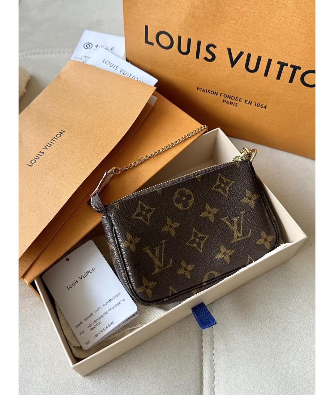 LOUIS VUITTON Коричневая кожаная сумка через плечо, фото 5