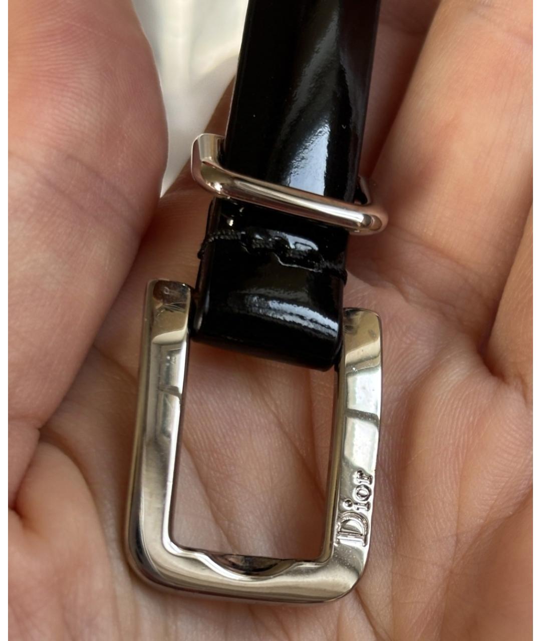 CHRISTIAN DIOR Черный ремень из лакированной кожи, фото 5
