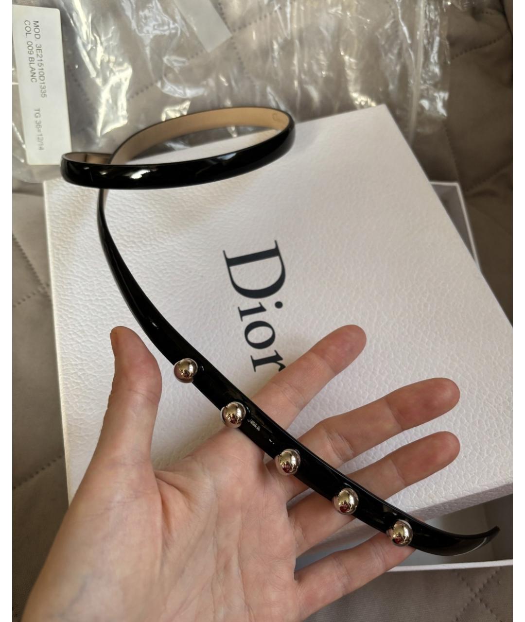 CHRISTIAN DIOR Черный ремень из лакированной кожи, фото 2