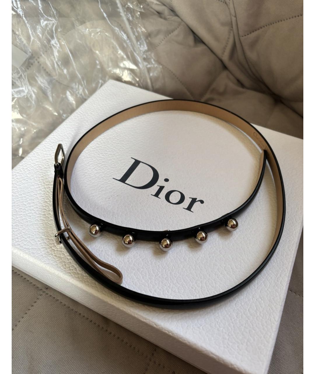 CHRISTIAN DIOR Черный ремень из лакированной кожи, фото 6