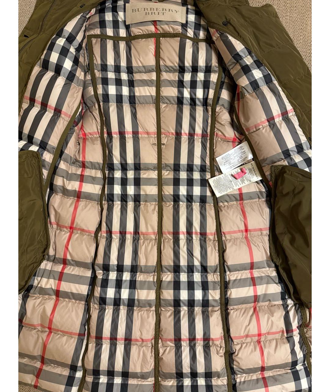 BURBERRY Хаки полиэстеровый пуховик, фото 6