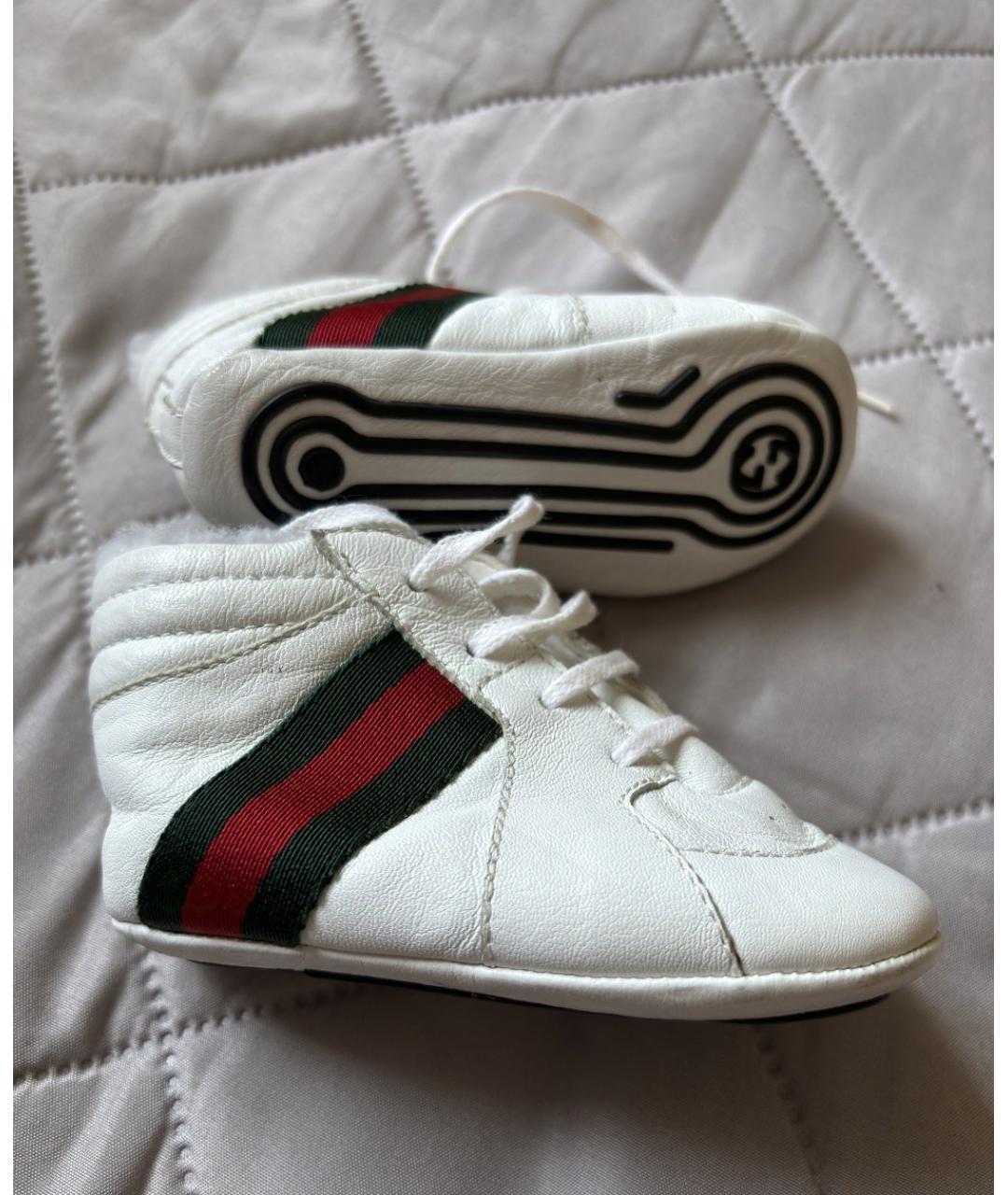 GUCCI KIDS Белые кожаные пинетки, фото 2