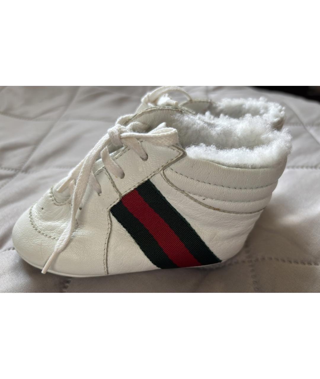 GUCCI KIDS Белые кожаные пинетки, фото 8