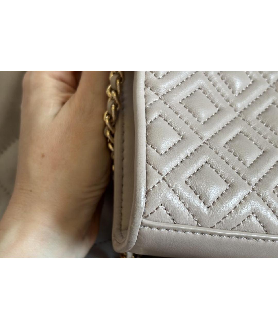 TORY BURCH Бежевая кожаная сумка через плечо, фото 8