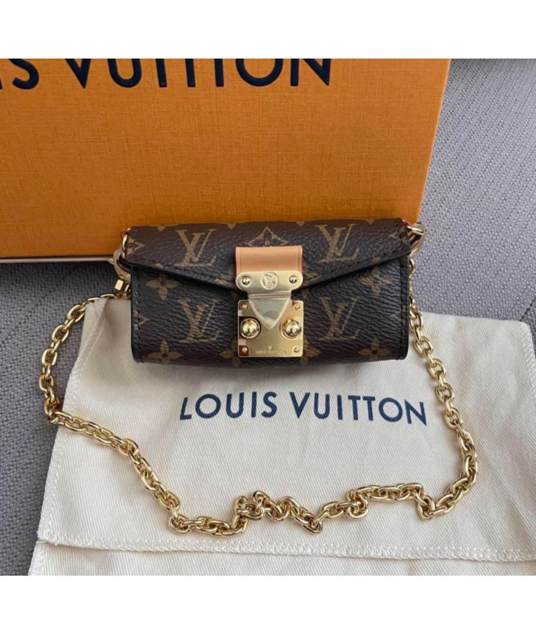 LOUIS VUITTON Коричневая кожаная сумка через плечо, фото 5