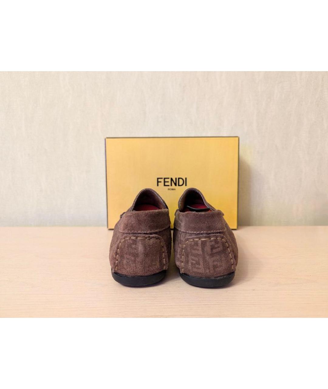 FENDI Коричневые замшевые мокасины, фото 3