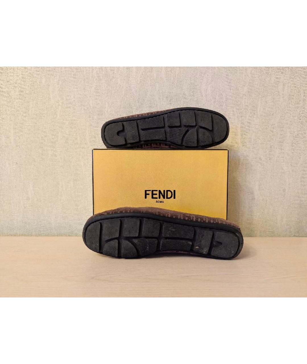 FENDI Коричневые замшевые мокасины, фото 4