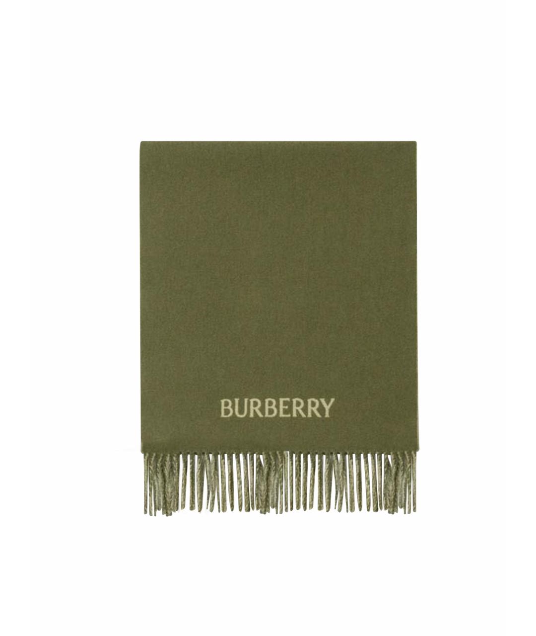 BURBERRY Хаки кашемировый шарф, фото 1