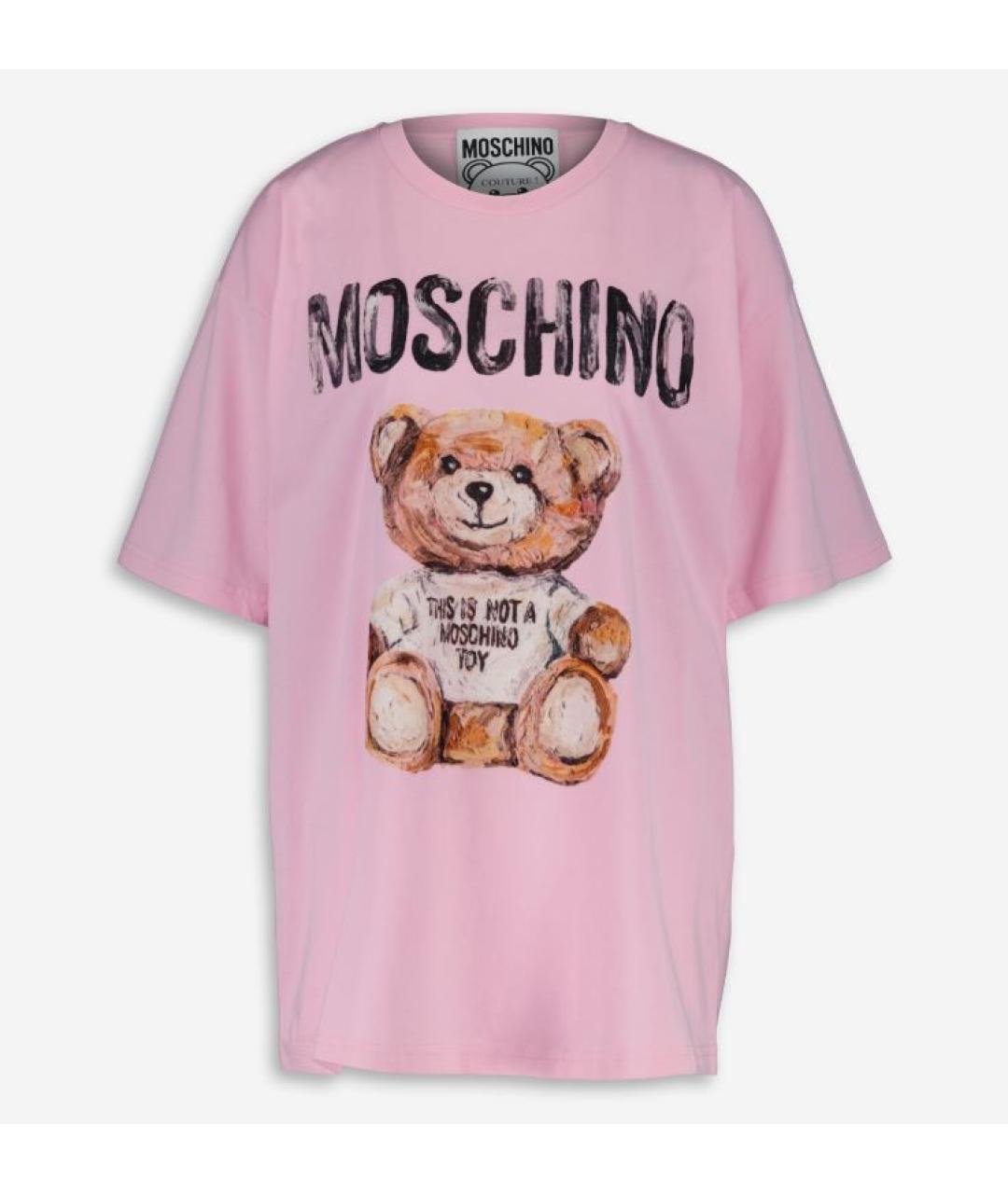 BOUTIQUE MOSCHINO Розовая хлопковая футболка, фото 10