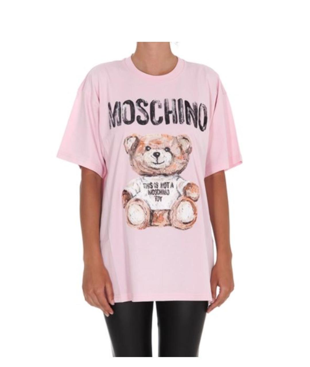 BOUTIQUE MOSCHINO Розовая хлопковая футболка, фото 5