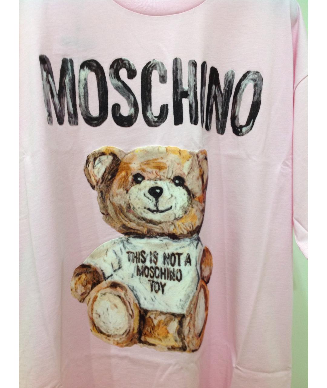 BOUTIQUE MOSCHINO Розовая хлопковая футболка, фото 9