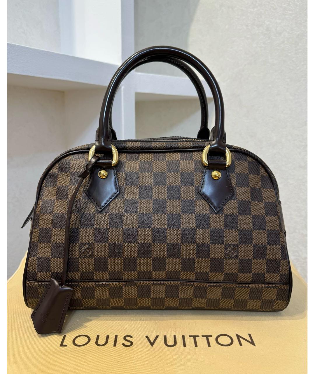 LOUIS VUITTON Коричневая кожаная сумка с короткими ручками, фото 2