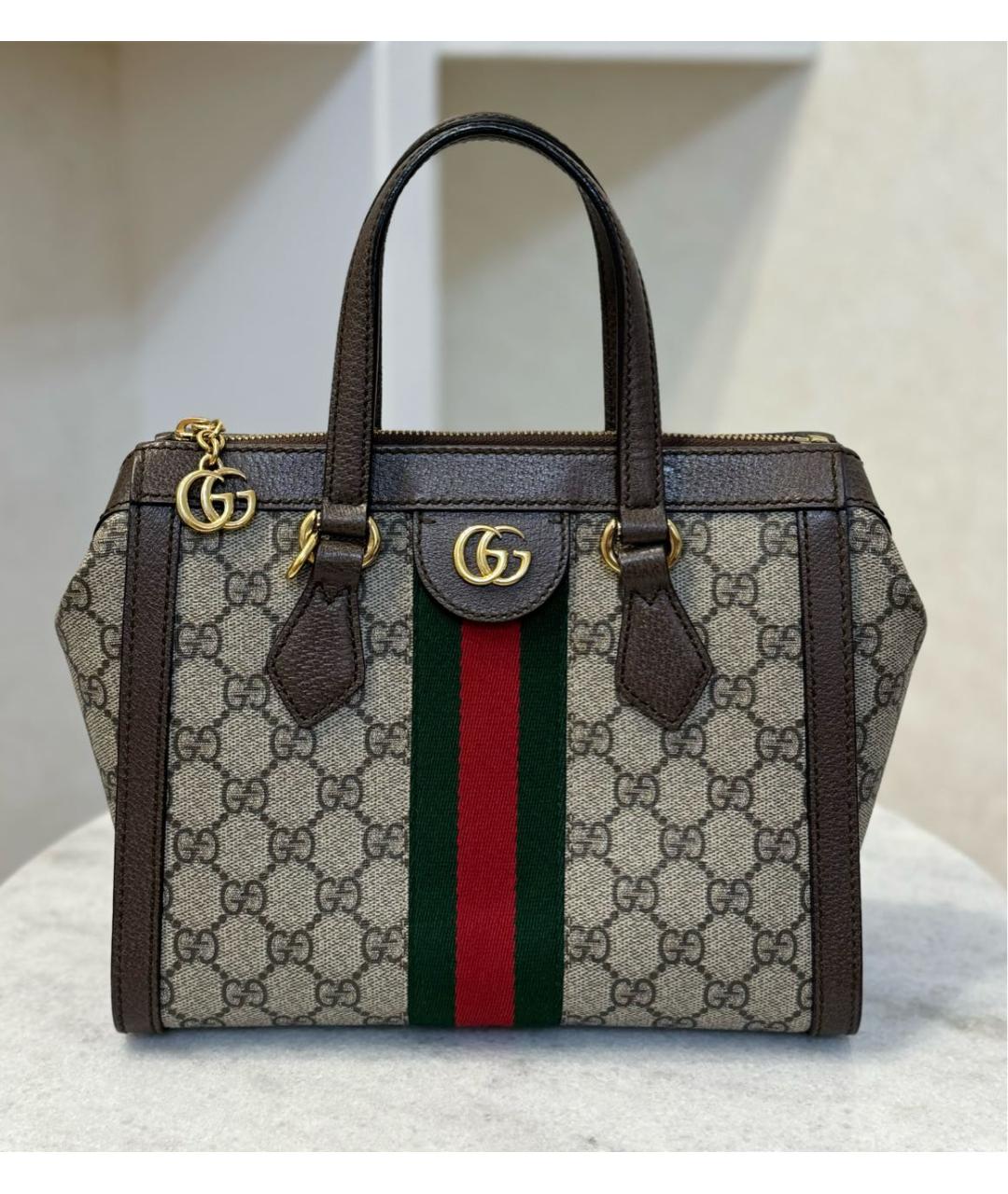 GUCCI Коричневая кожаная сумка с короткими ручками, фото 2