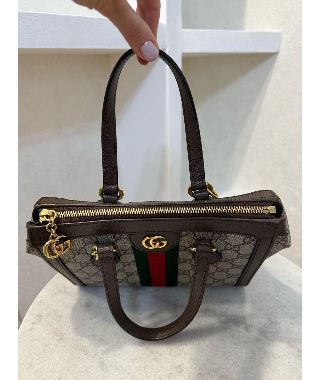 GUCCI Коричневая кожаная сумка с короткими ручками, фото 8