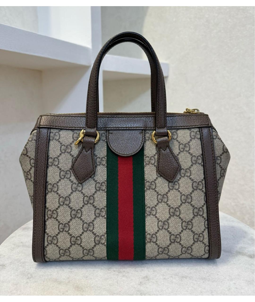 GUCCI Коричневая кожаная сумка с короткими ручками, фото 4