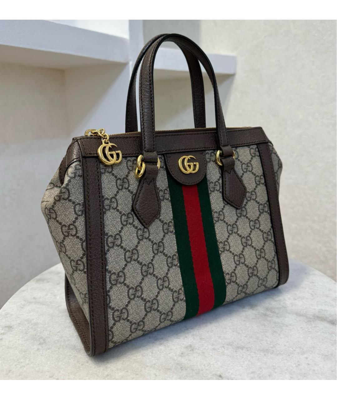 GUCCI Коричневая кожаная сумка с короткими ручками, фото 3