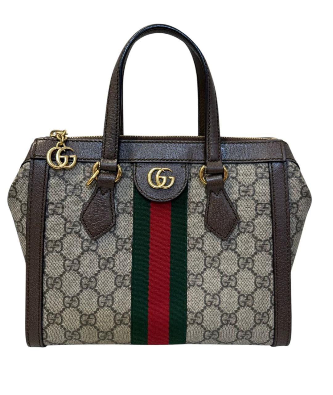 GUCCI Коричневая кожаная сумка с короткими ручками, фото 1