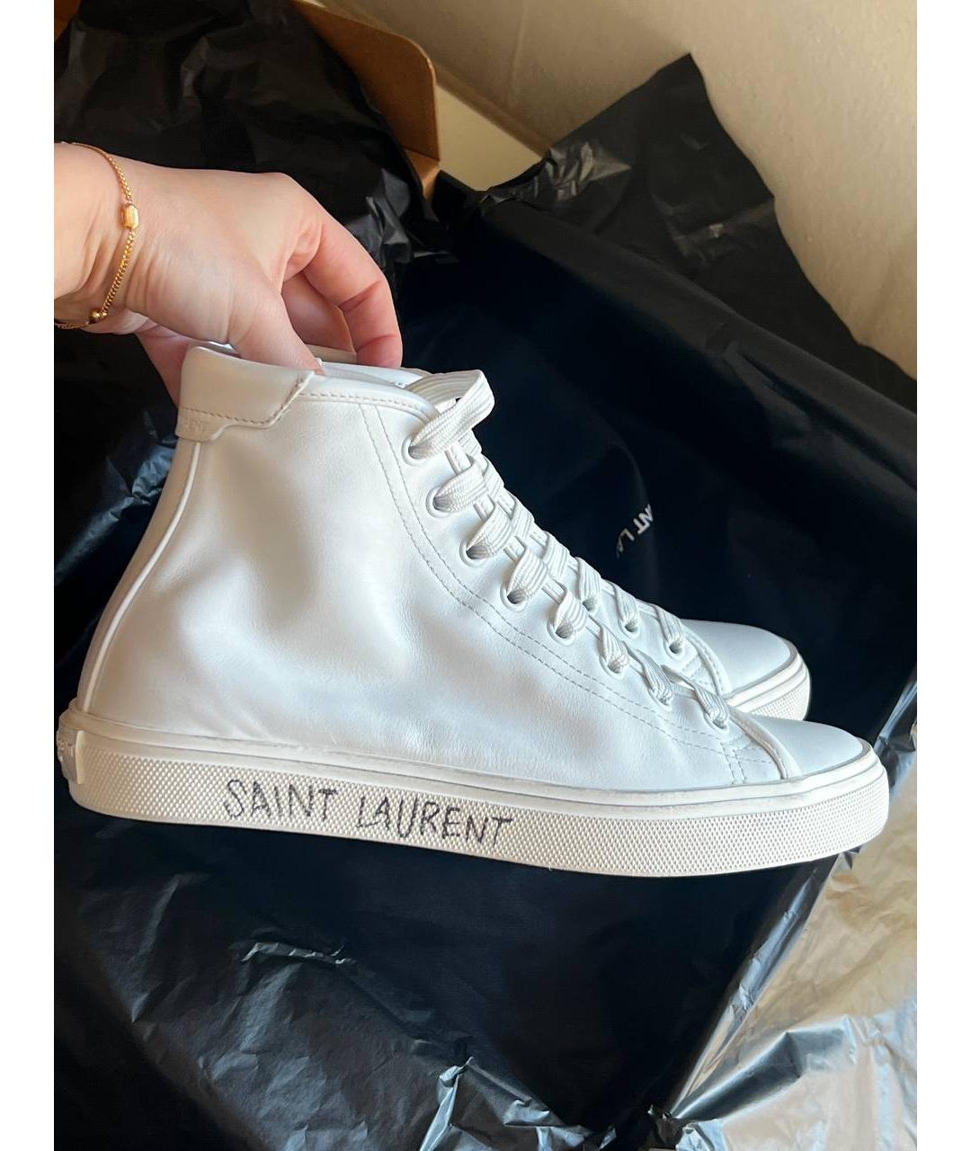 SAINT LAURENT Белые кожаные кеды, фото 2