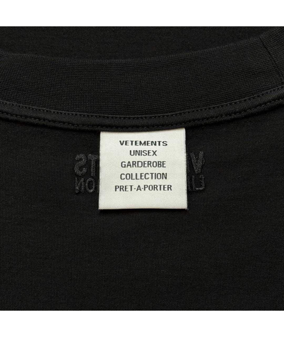 VETEMENTS Черная хлопковая футболка, фото 5