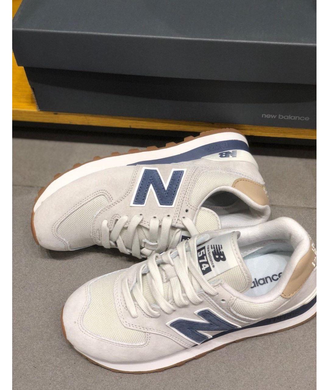 NEW BALANCE Бежевые замшевые низкие кроссовки / кеды, фото 2